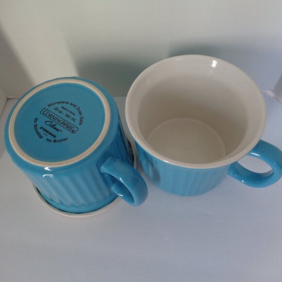 2 CORNING  20 OZ MEAL MUGS W/ONE VENTING LID - Picture 3 of 3